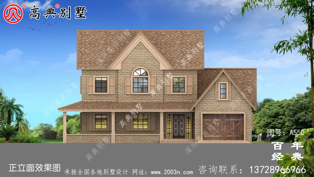 歐式兩層別墅施工圖效果圖_別墅設計圖紙,新農村別墅,農村自建房設計