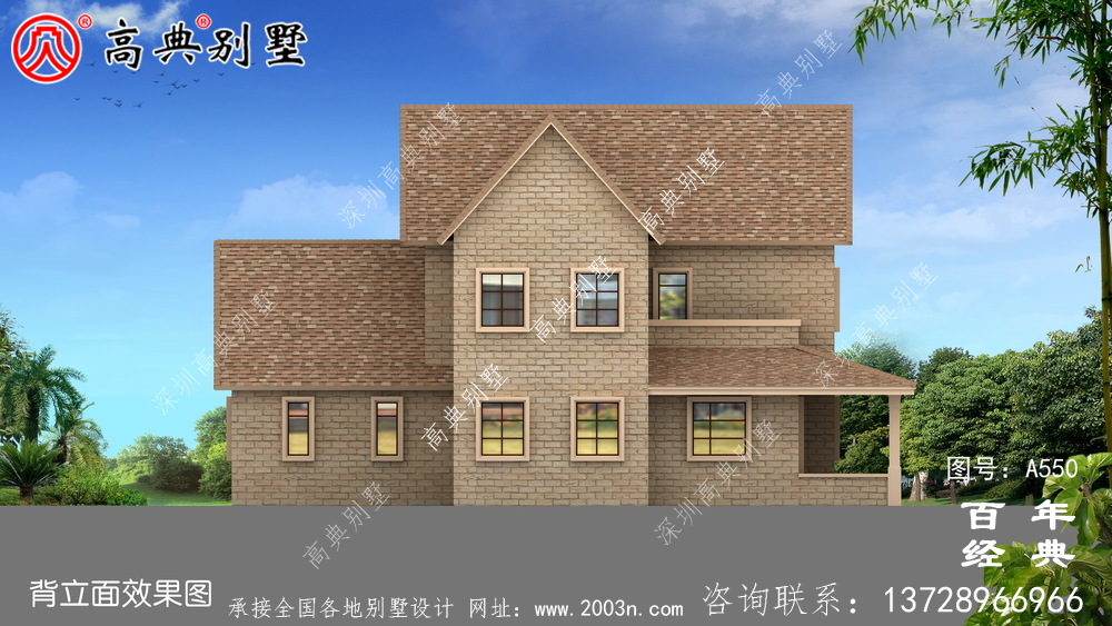 歐式兩層別墅施工圖效果圖_別墅設計圖紙,新農村別墅,農村自建房設計