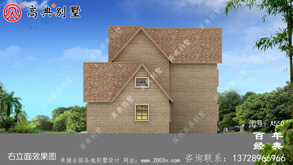 歐式兩層別墅施工圖效果圖_別墅設計圖紙,新農村別墅,農村自建房設計