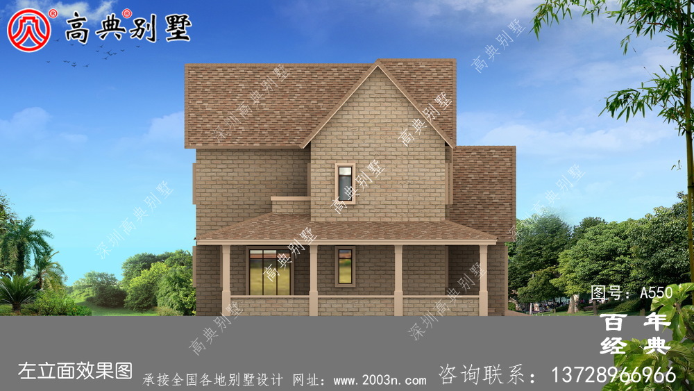 歐式兩層別墅施工圖效果圖_別墅設計圖紙,新農村別墅,農村自建房設計