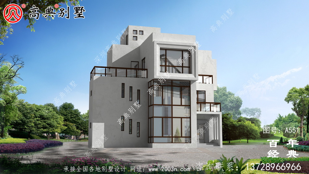 三層現代式別墅設計_別墅設計圖紙,新農村別墅,農村自建房設計