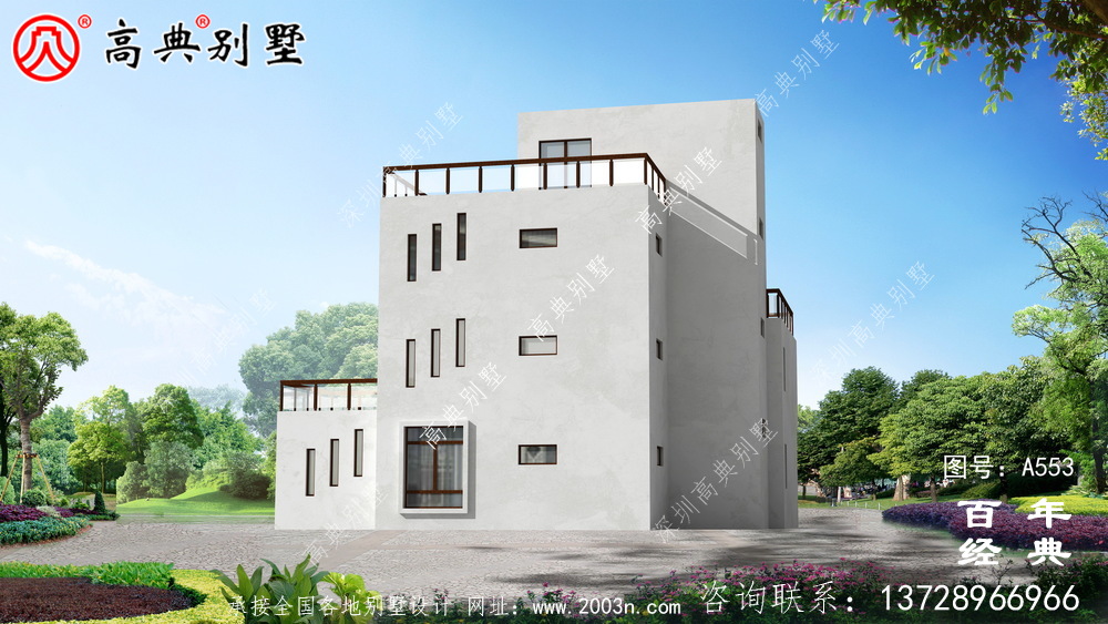 四層平頂別墅設計圖紙_別墅設計圖紙,新農村別墅,農村自建房設計