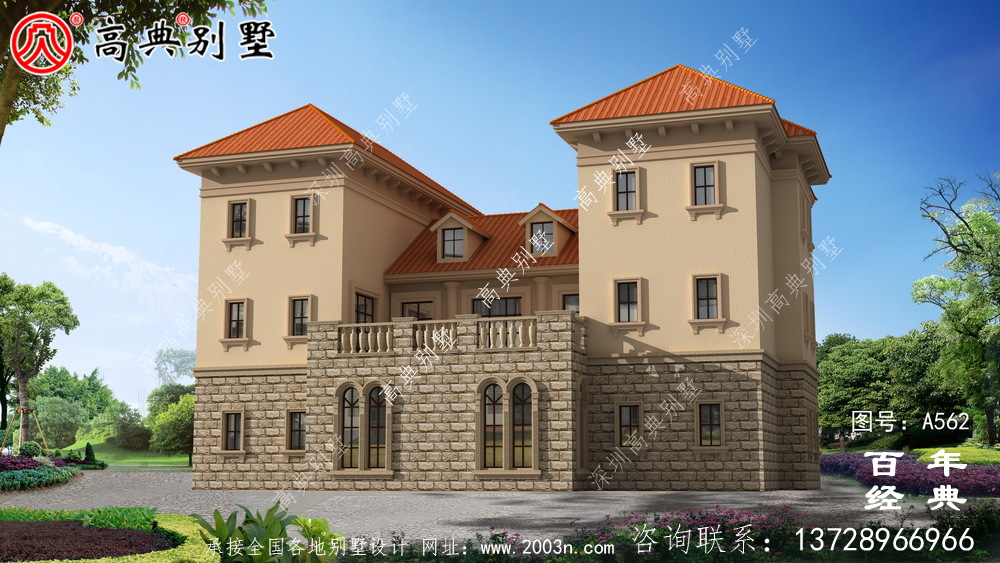 歐式三層新農村住宅設計圖紙_別墅設計圖紙,新農村別墅,農村自建房設計