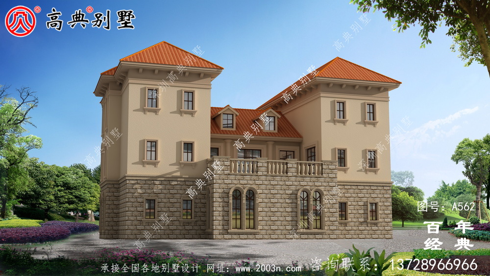 歐式三層新農村住宅設計圖紙_別墅設計圖紙,新農村別墅,農村自建房設計