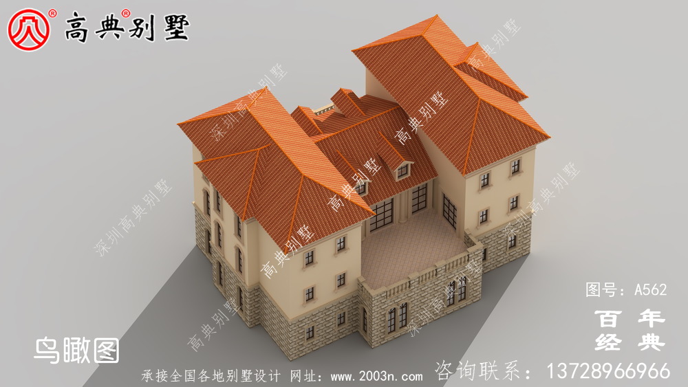 歐式三層新農村住宅設計圖紙_別墅設計圖紙,新農村別墅,農村自建房設計