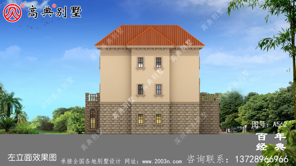 歐式三層新農村住宅設計圖紙_別墅設計圖紙,新農村別墅,農村自建房設計