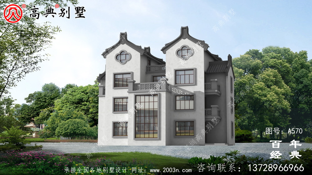 四層中式潮派新農村別墅設計圖紙_別墅設計圖紙,新農村別墅,農村自建房設計