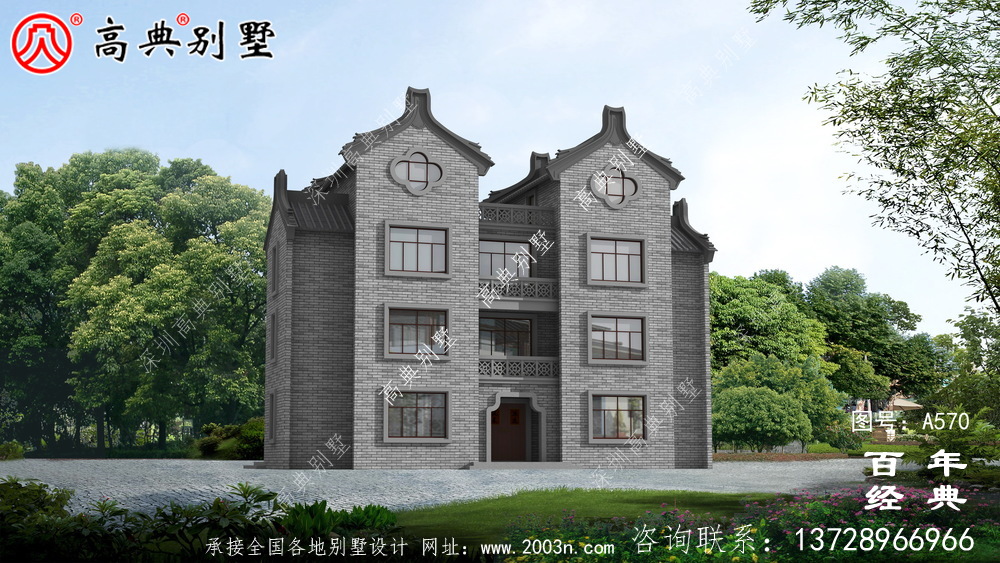 四層中式潮派新農村別墅設計圖紙_別墅設計圖紙,新農村別墅,農村自建房設計