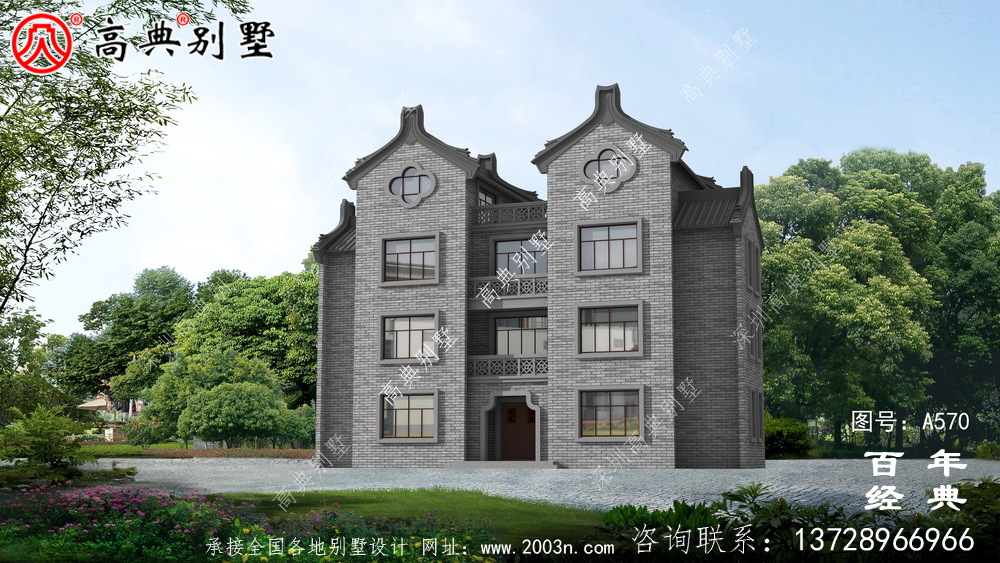 四層中式潮派新農村別墅設計圖紙_別墅設計圖紙,新農村別墅,農村自建房設計