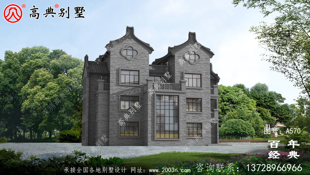 四層中式潮派新農村別墅設計圖紙_別墅設計圖紙,新農村別墅,農村自建房設計
