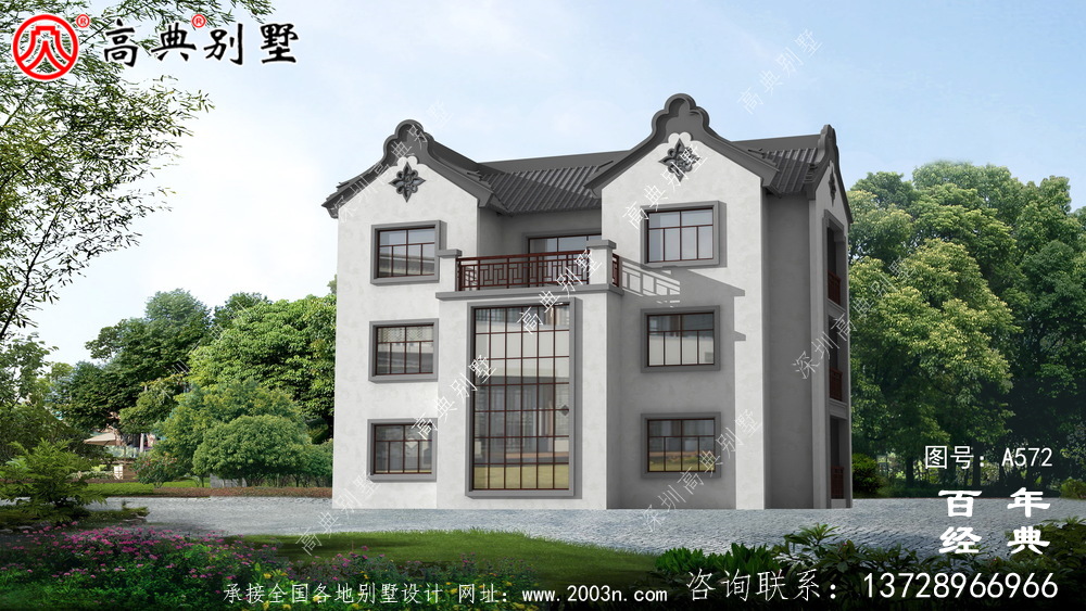 美麗的三層帶車庫(kù)別墅圖紙_別墅設(shè)計(jì)圖紙,新農(nóng)村別墅,農(nóng)村自建設(shè)計(jì)