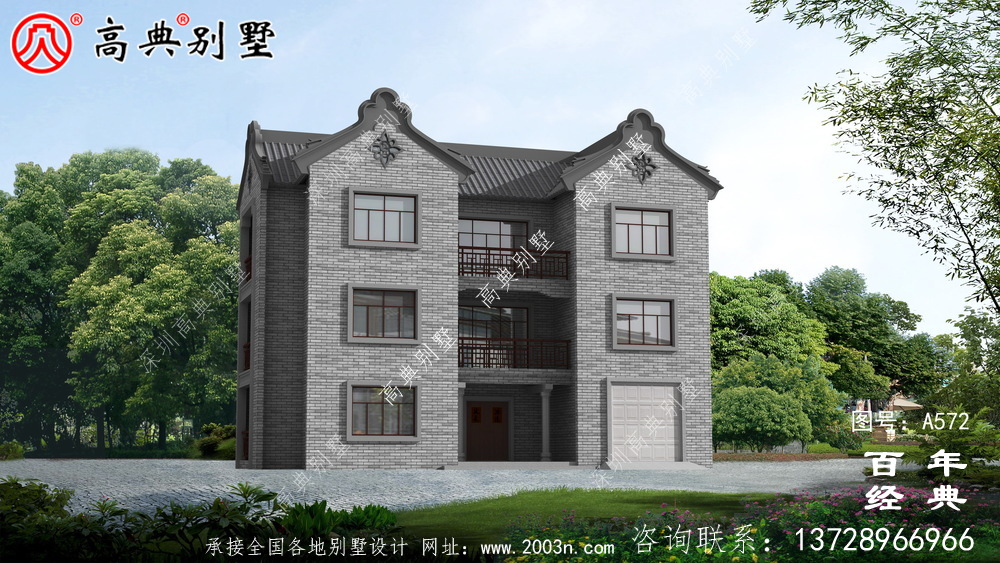 美麗的三層帶車庫(kù)別墅圖紙_別墅設(shè)計(jì)圖紙,新農(nóng)村別墅,農(nóng)村自建設(shè)計(jì)