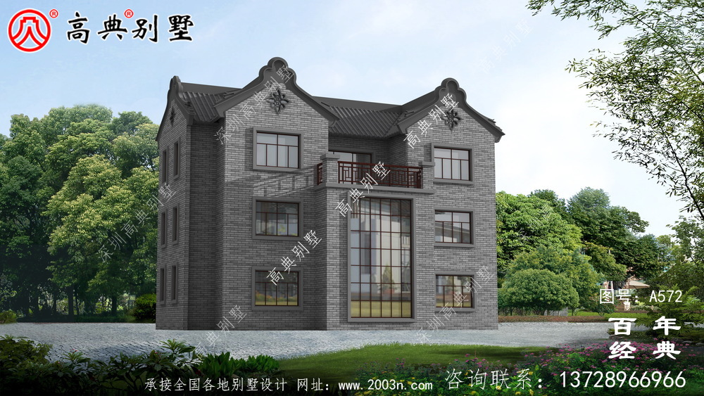 美麗的三層帶車庫(kù)別墅圖紙_別墅設(shè)計(jì)圖紙,新農(nóng)村別墅,農(nóng)村自建設(shè)計(jì)