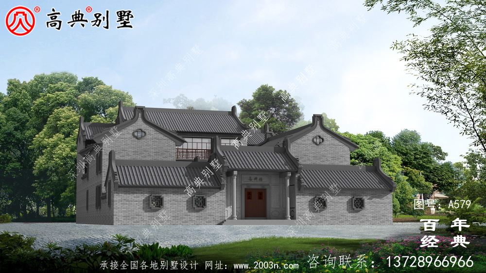兩層帶院子新農村別墅設計圖紙_別墅設計圖紙,新農村別墅,農村自建房設計