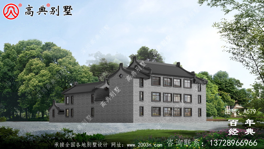 兩層帶院子新農村別墅設計圖紙_別墅設計圖紙,新農村別墅,農村自建房設計