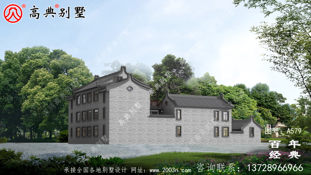 兩層帶院子新農村別墅設計圖紙_別墅設計圖紙,新農村別墅,農村自建房設計