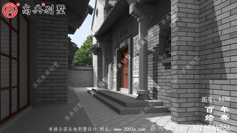 兩層帶院子新農村別墅設計圖紙_別墅設計圖紙,新農村別墅,農村自建房設計