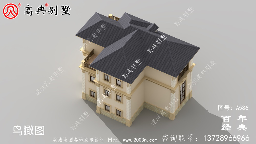 三層歐式別墅效果圖與施工圖_別墅設計圖紙,新農村別墅,農村自建房設計