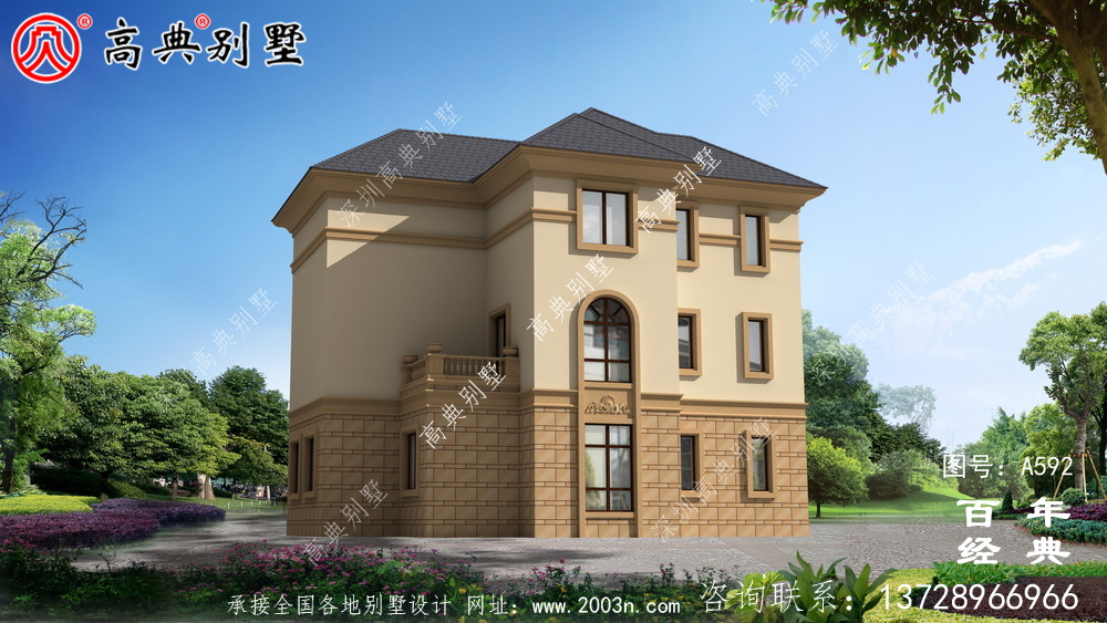 三層帶車(chē)庫(kù)別墅設(shè)計(jì)效果圖及施工圖_別墅設(shè)計(jì)圖紙,新農(nóng)村別墅,農(nóng)村自建房設(shè)計(jì)