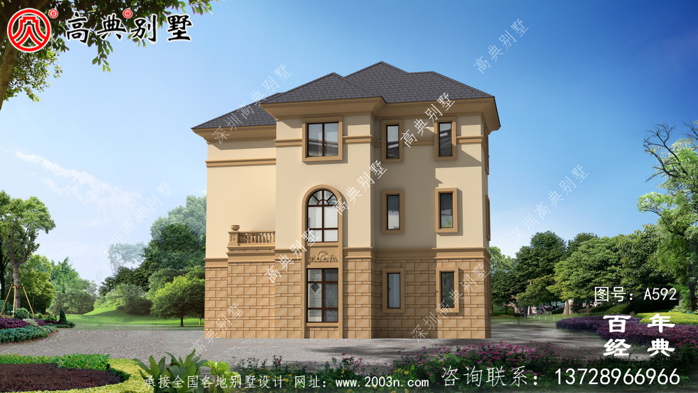 三層帶車(chē)庫(kù)別墅設(shè)計(jì)效果圖及施工圖_別墅設(shè)計(jì)圖紙,新農(nóng)村別墅,農(nóng)村自建房設(shè)計(jì)