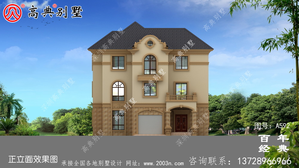 三層帶車(chē)庫(kù)別墅設(shè)計(jì)效果圖及施工圖_別墅設(shè)計(jì)圖紙,新農(nóng)村別墅,農(nóng)村自建房設(shè)計(jì)