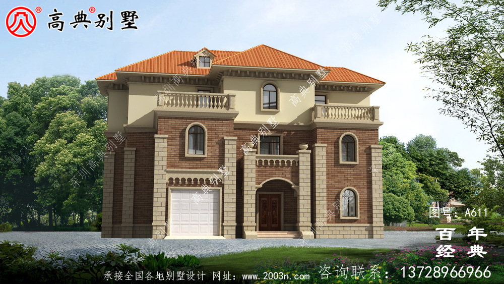 精致的三層帶車庫歐式別墅_別墅設(shè)計圖紙,新農(nóng)村別墅,農(nóng)村自建房設(shè)計