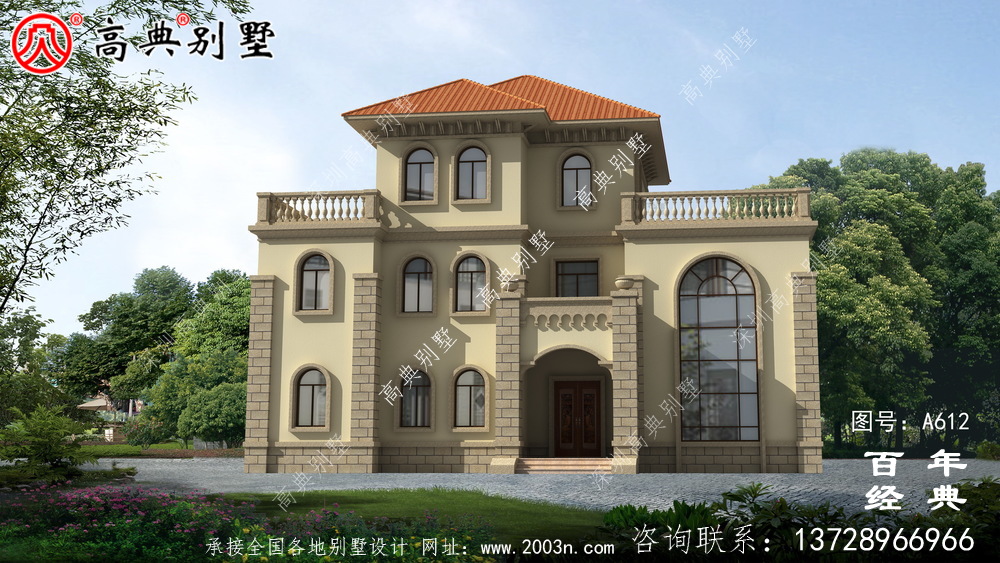 漂亮三層帶露臺別墅_別墅設計圖紙,新農村別墅,農村自建房設計