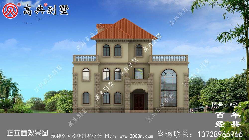 漂亮三層帶露臺別墅_別墅設計圖紙,新農村別墅,農村自建房設計