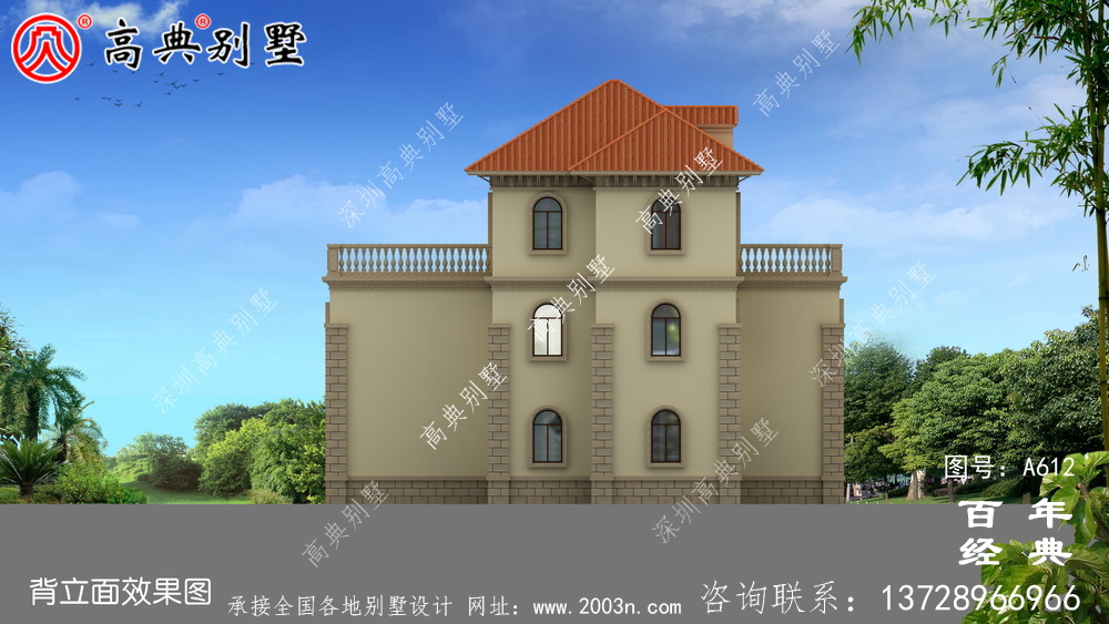 漂亮三層帶露臺別墅_別墅設計圖紙,新農村別墅,農村自建房設計