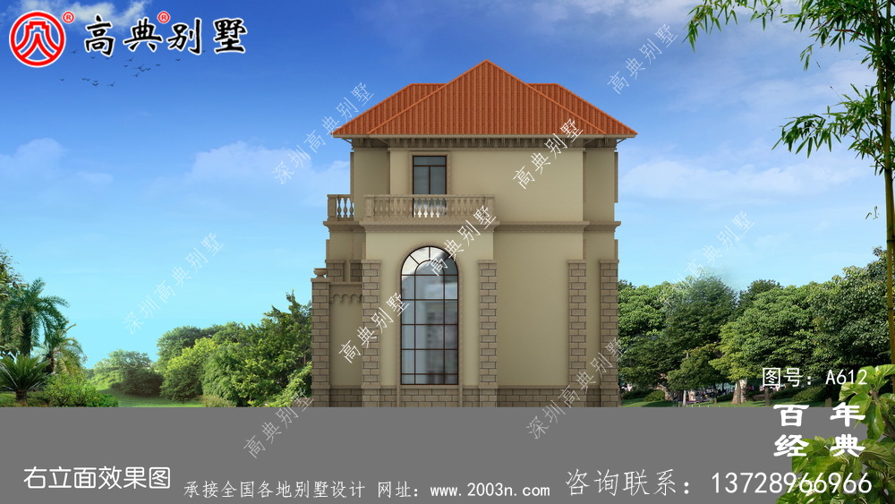 漂亮三層帶露臺別墅_別墅設計圖紙,新農村別墅,農村自建房設計