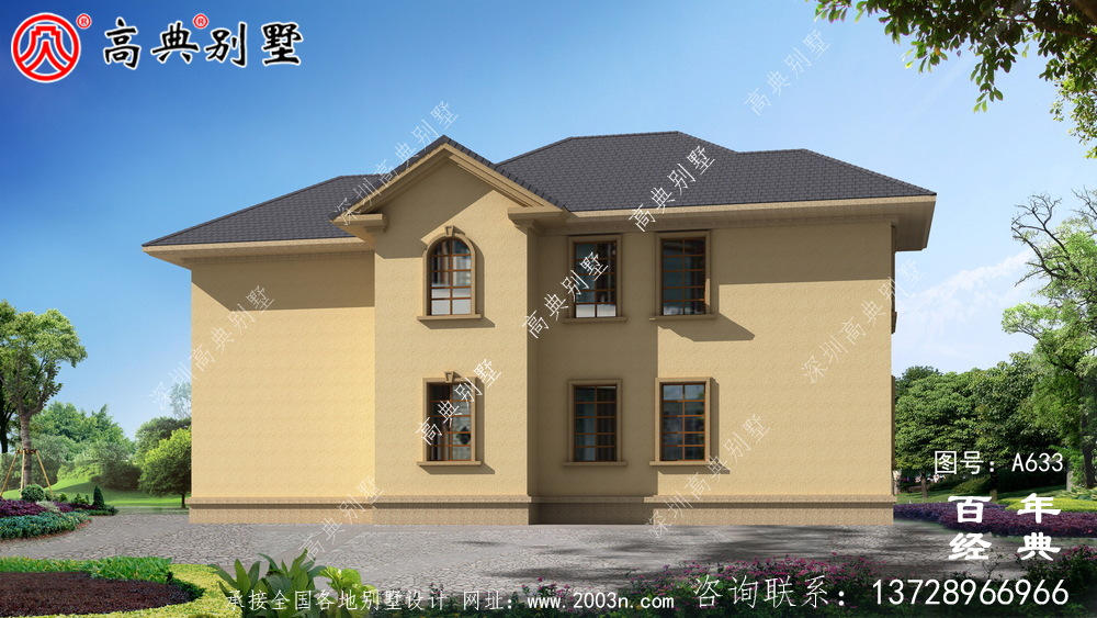 兩層帶車庫(kù)框架結(jié)構(gòu)大氣豪華別墅_別墅設(shè)計(jì)圖紙,房屋設(shè)計(jì)圖