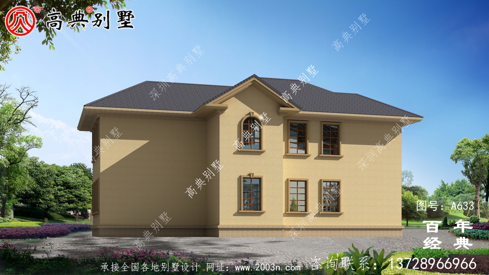 兩層帶車庫(kù)框架結(jié)構(gòu)大氣豪華別墅_別墅設(shè)計(jì)圖紙,房屋設(shè)計(jì)圖