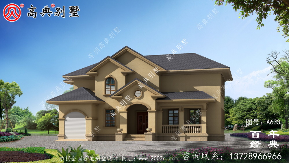 兩層帶車庫(kù)框架結(jié)構(gòu)大氣豪華別墅_別墅設(shè)計(jì)圖紙,房屋設(shè)計(jì)圖
