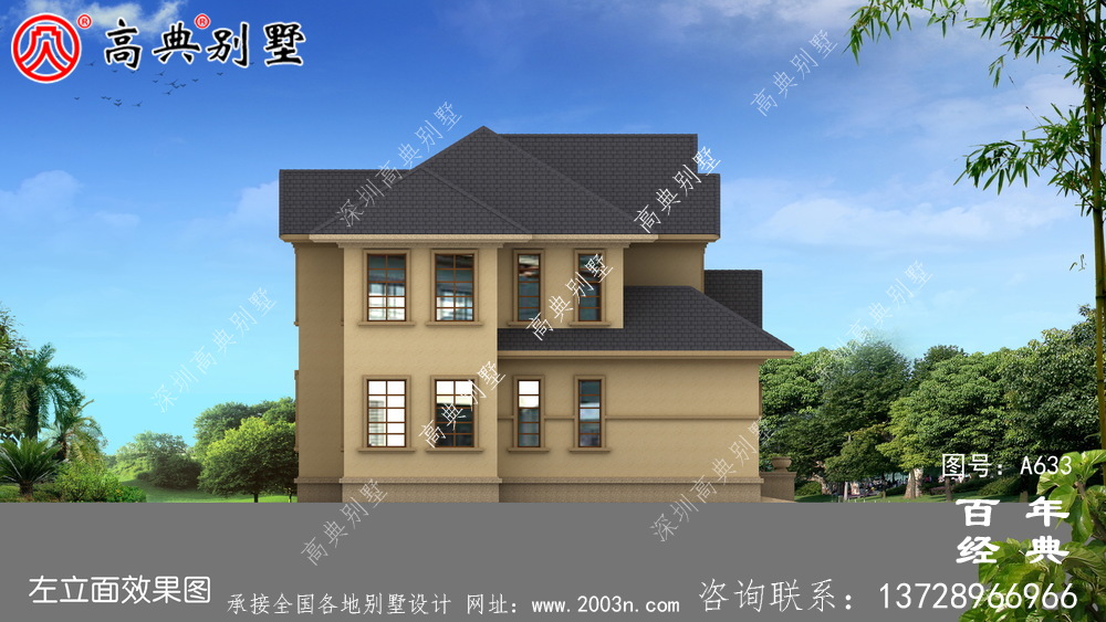 兩層帶車庫(kù)框架結(jié)構(gòu)大氣豪華別墅_別墅設(shè)計(jì)圖紙,房屋設(shè)計(jì)圖