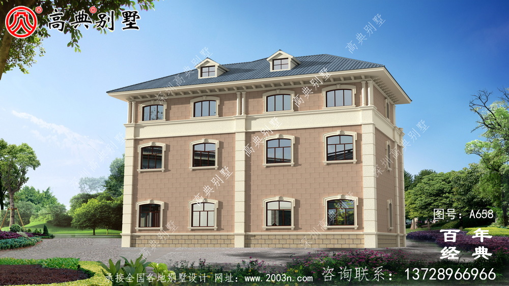 三層歐式雙拼帶露臺鄉村小別墅設計_別墅設計圖紙,新農村別墅,農村自建房設計