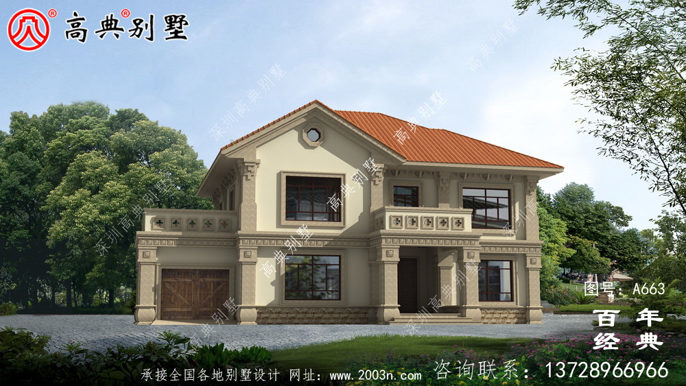 新農村簡易兩層別墅設計圖紙_農村自建小別墅效果圖