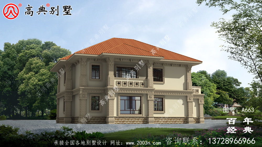 新農村簡易兩層別墅設計圖紙_農村自建小別墅效果圖