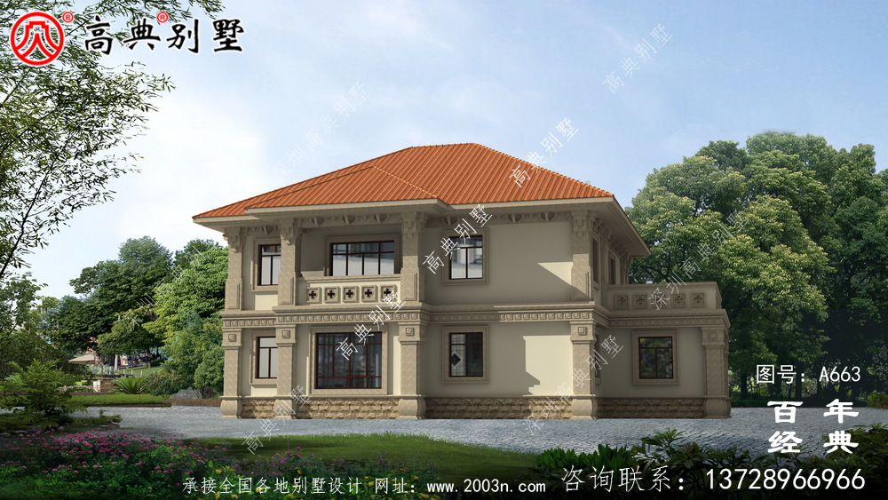 新農村簡易兩層別墅設計圖紙_農村自建小別墅效果圖
