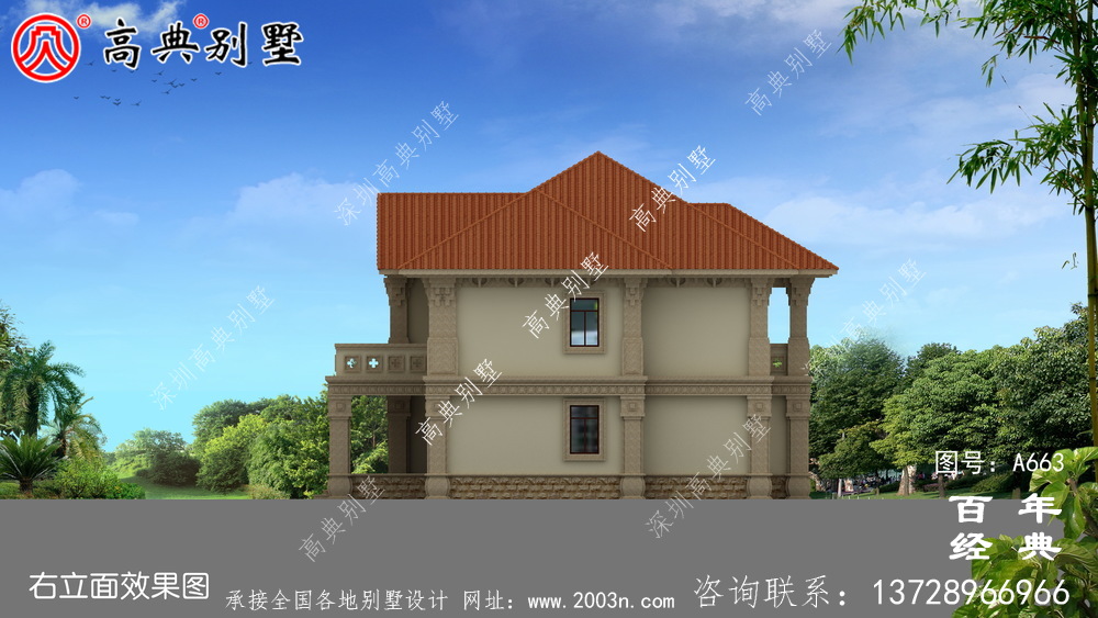 新農村簡易兩層別墅設計圖紙_農村自建小別墅效果圖