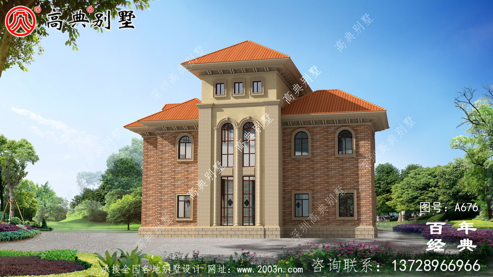 新農村建設三層帶停車位適用型鄉村別墅設計圖紙_鄉村三層自建房設計圖紙