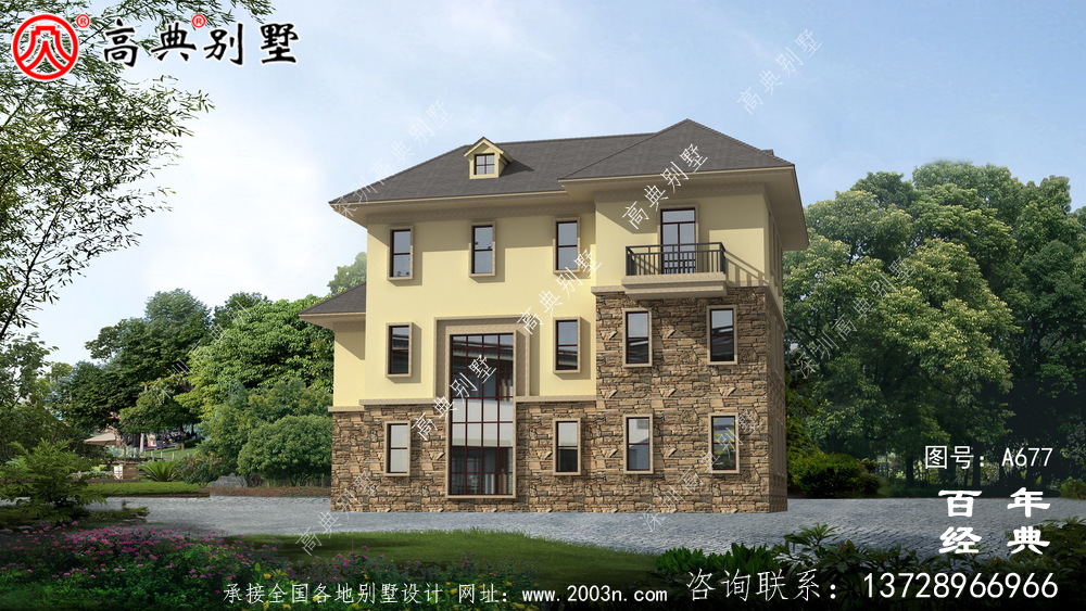 新農村復式三層鄉村別墅設計圖紙_三層別墅設計