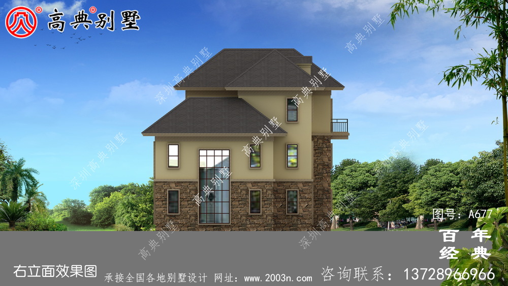 新農村復式三層鄉村別墅設計圖紙_三層別墅設計