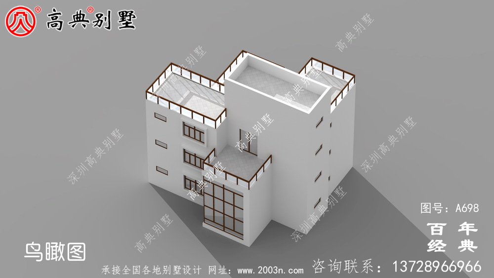 現代四層陽臺別墅圖紙與效果圖_四層住宅設計圖