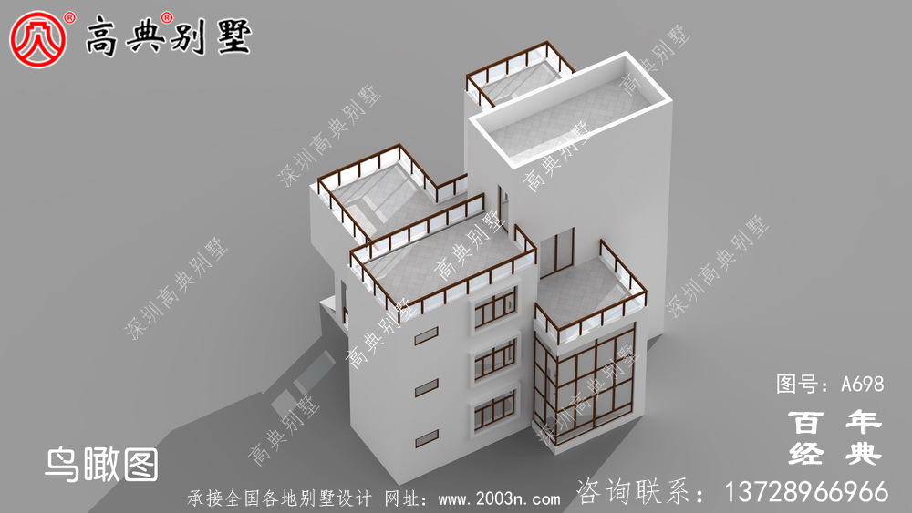 現代四層陽臺別墅圖紙與效果圖_四層住宅設計圖