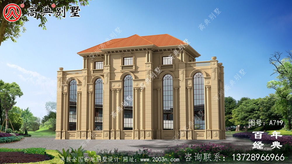 歐式古典四層別墅設計圖紙_四層別墅平面圖紙及效果圖