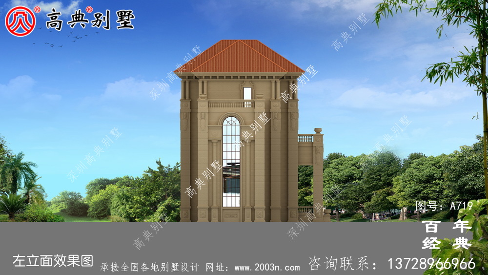 歐式古典四層別墅設計圖紙_四層別墅平面圖紙及效果圖