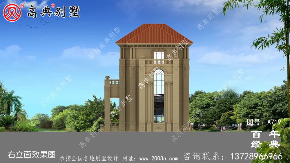 歐式古典四層別墅設計圖紙_四層別墅平面圖紙及效果圖