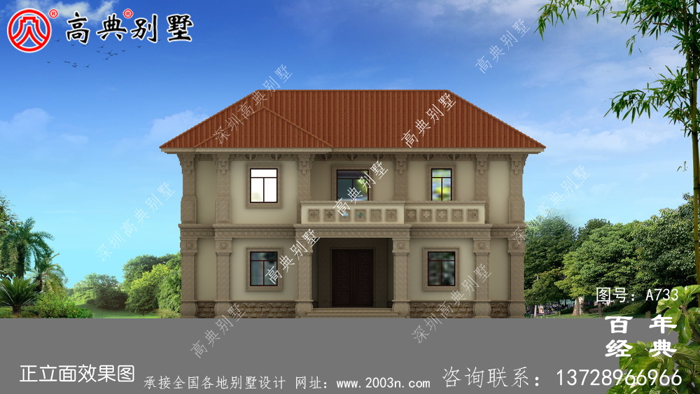 二層歐式古典別墅設計圖紙及設計效果圖_雙層別墅設計圖紙