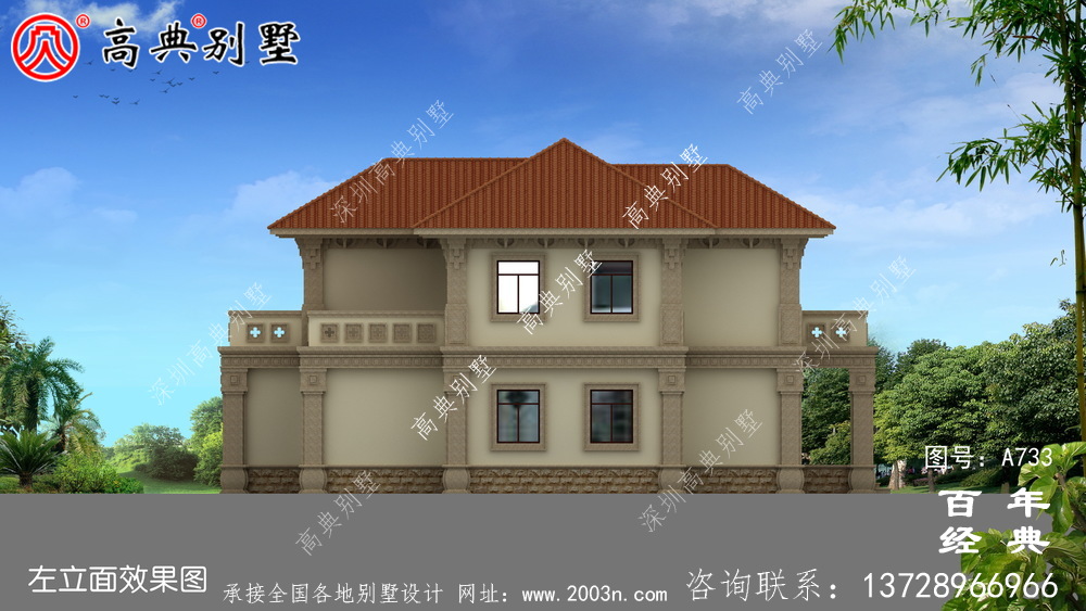 二層歐式古典別墅設計圖紙及設計效果圖_雙層別墅設計圖紙