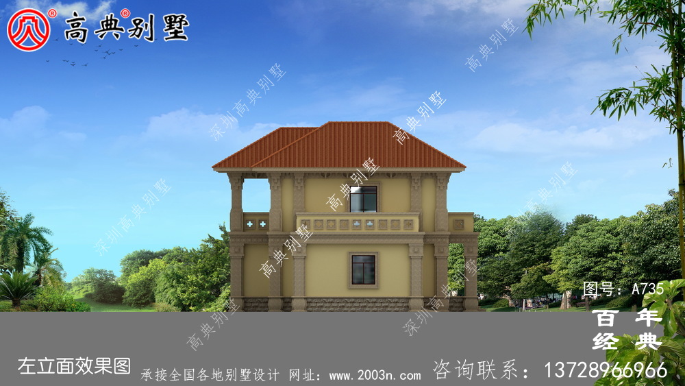 歐式二層帶陽臺車庫別墅設計效果圖_歐式二層別墅設計圖